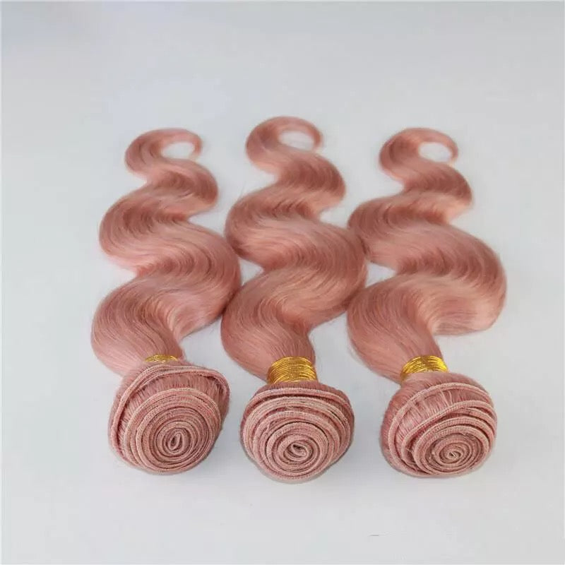 Body Wave 1B/Pink Lot de 3+Lace Frontale