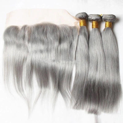 Straight Gris Lot de 3+Lace Frontale